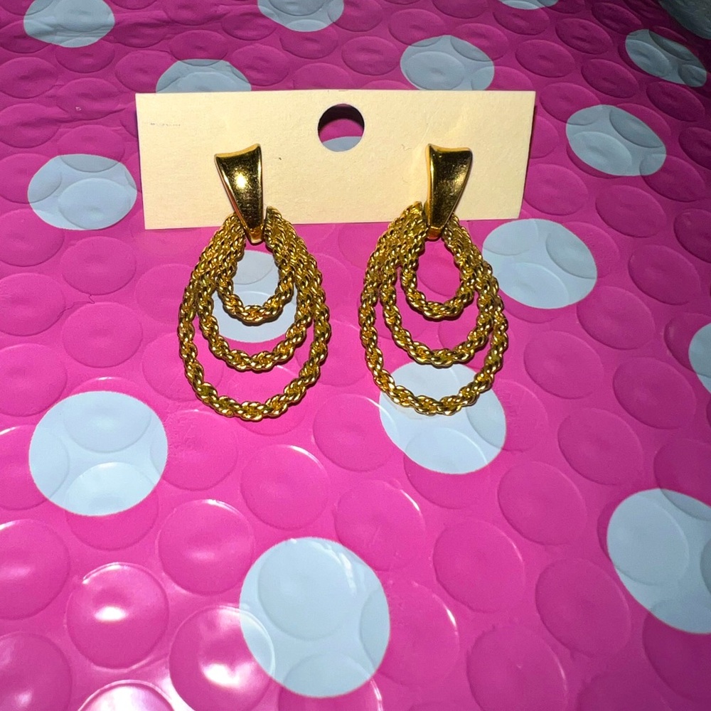 Twisted Gold triple loop studs